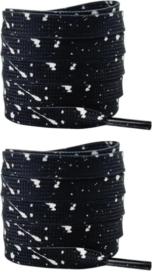 2 Pairs Splatter Shoelaces Printed Shoe Lace Canvas Shoe Strings for Casual Shoes Sneakers Sports Basketball Shoe Laces Black