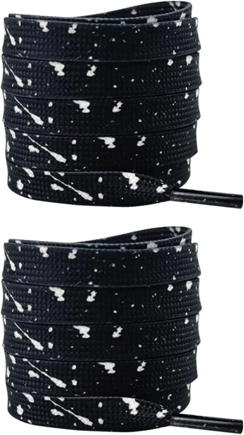 2 Pairs Splatter Shoelaces Printed Shoe Lace Canvas Shoe Strings for Casual Shoes Sneakers Sports Basketball Shoe Laces Black