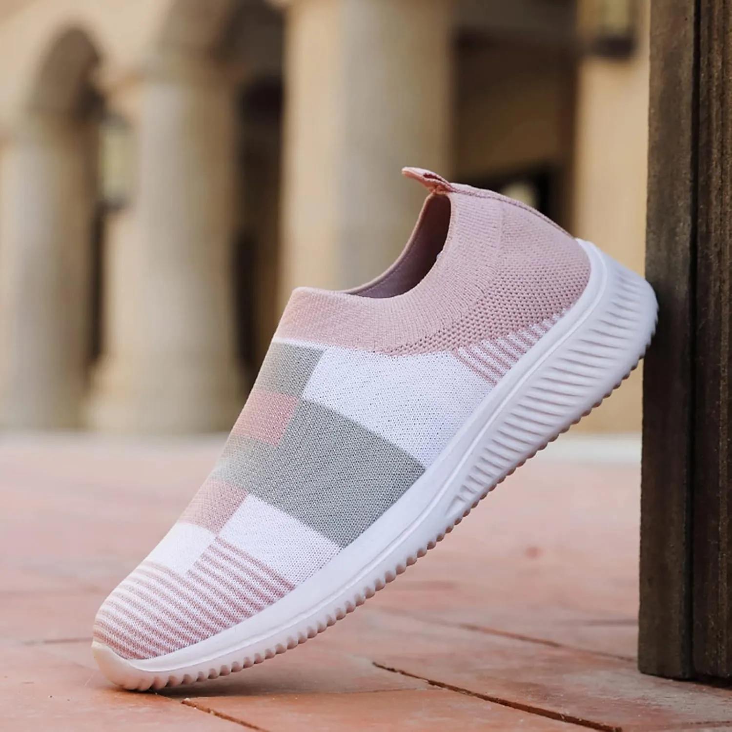 2007 Women's Walking Shoes with Arch Support, Comfortable Fashion Sneakers Casual Shoes Platform Colorblock Slip Ons Running Shoes