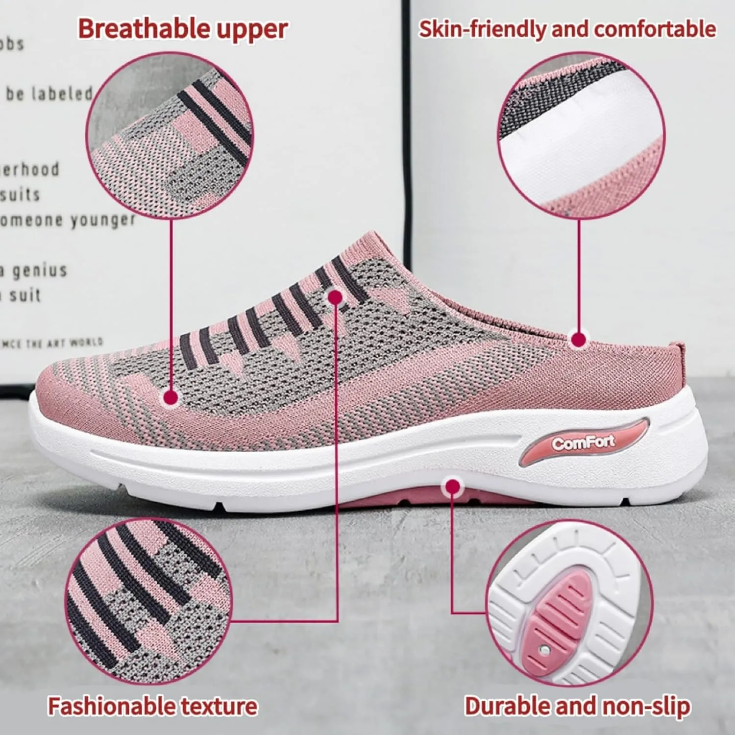 2025 Women's Breathable Mesh Open Back Sneakers, Open Back Slip On Sneakers, Outdoor Casual Non Slip Orthopedic Shoes