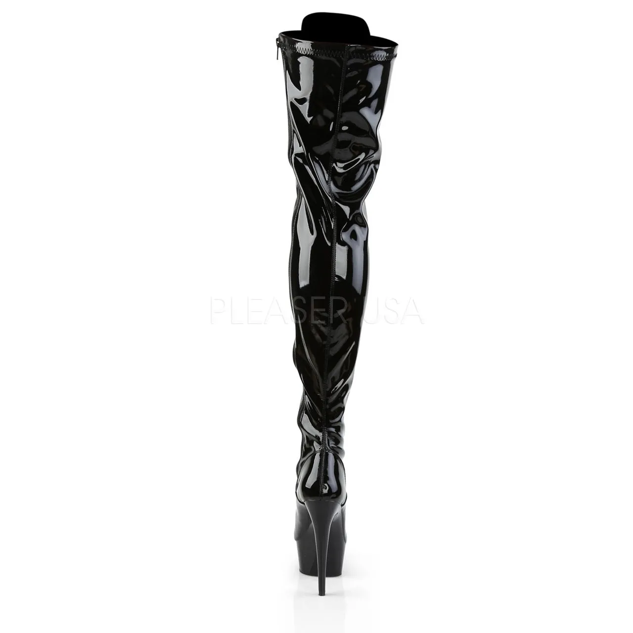 6" Black Platform Lace-Up Stretch Boots*