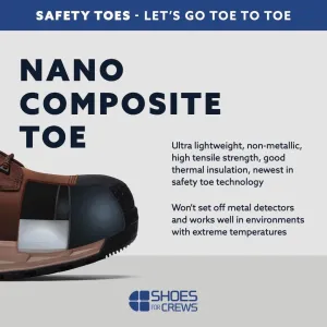 ACE Work Boots Fort Rock, Men's, Women's, Unisex Nano Composite Toe (NCT) Low Work Boots, Slip Resistant Water Resistant, Black, Size 8.5