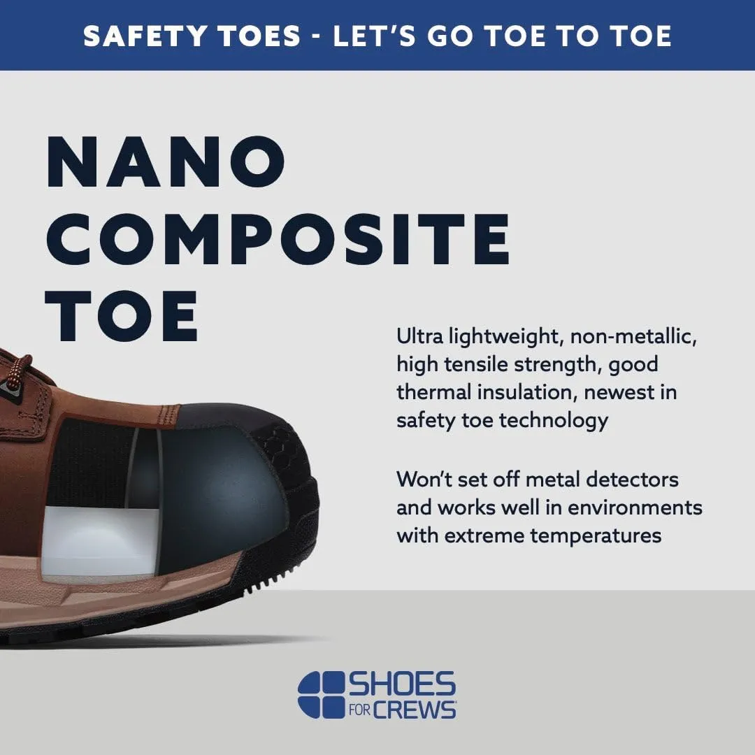 ACE Work Boots Fort Rock, Men's, Women's, Unisex Nano Composite Toe (NCT) Low Work Boots, Slip Resistant Water Resistant, Black, Size 9