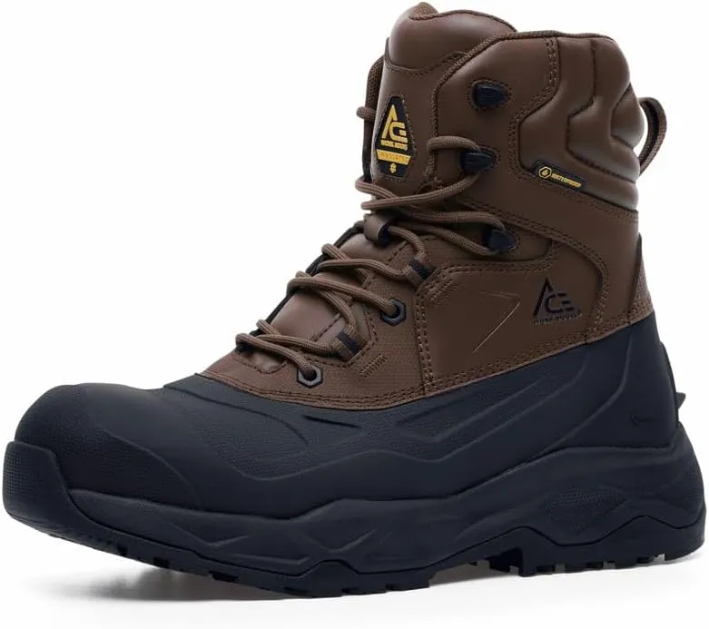 ACE Work Boots Mammoth IV, Men's, Women's, Unisex Composite Toe (CT) Work Boots, Slip Resistant, Water Resistant, Brown,15.5 Women/14 Men