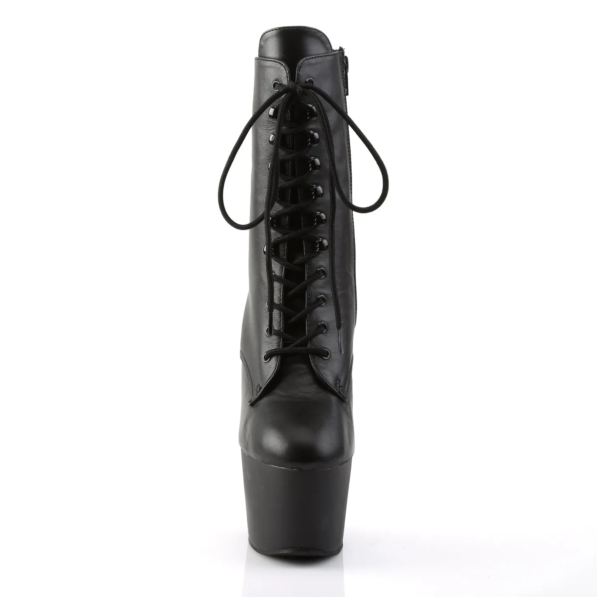 ADORE-1020 Pleaser 7" Heel Black Leather Exotic Dancing Ankle Boots