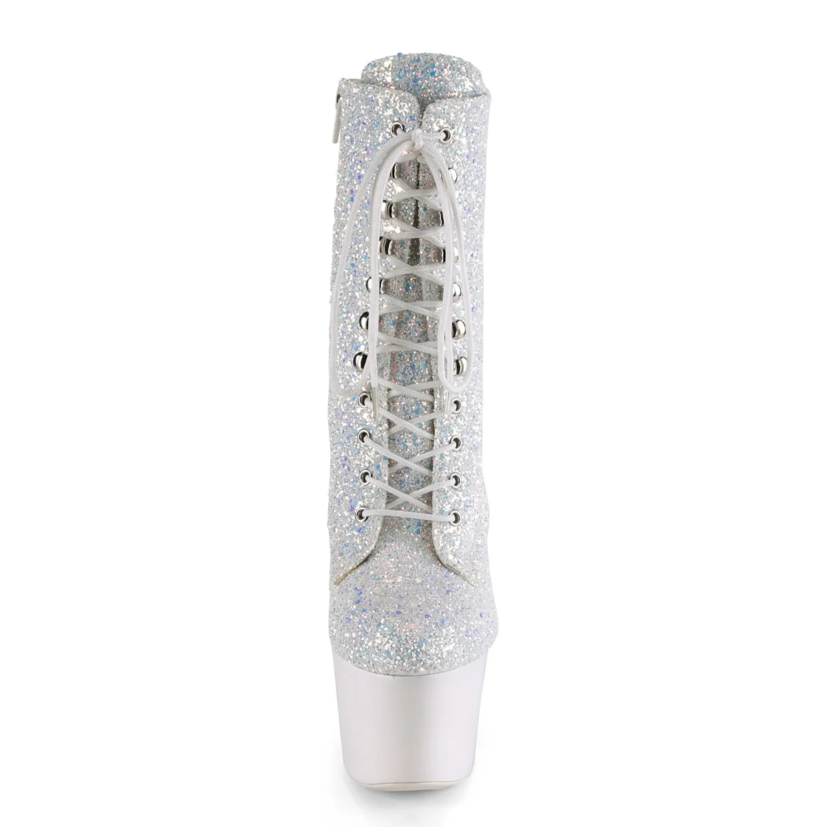 ADORE-1020LG Pleaser 7" Heel Neon White Glitter Dancing Ankle Boots