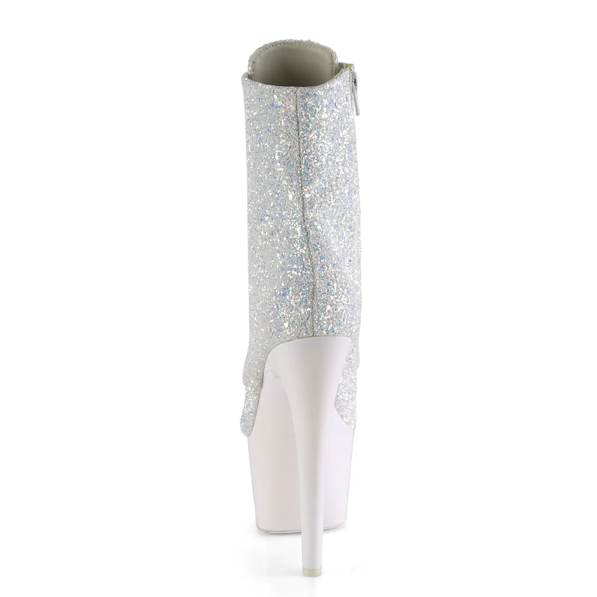 ADORE-1020LG Pleaser 7" Heel Neon White Glitter Dancing Ankle Boots