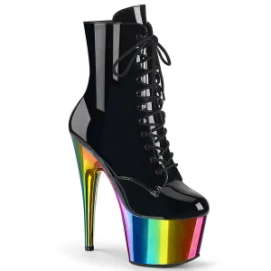 ADORE-1020RC Pleaser Rainbow Chrome Pleasers Platform Pole Dancing Ankle Boots