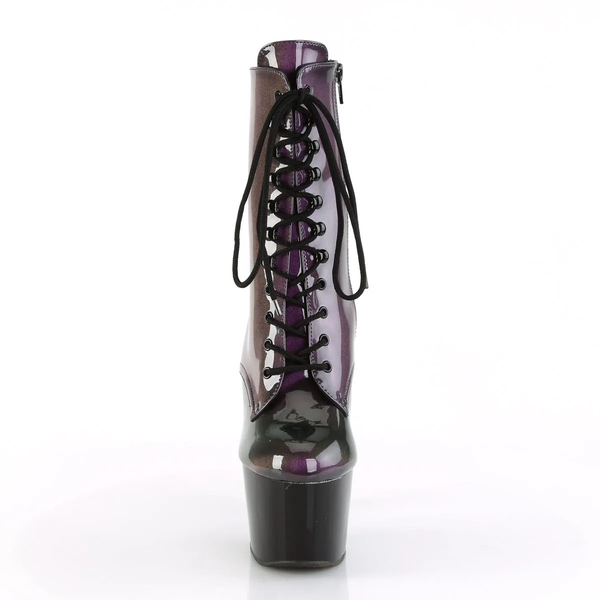 ADORE-1020SHG Pleaser 7" Heel Purple Pole Dancing Lace Up  Ankle Boots