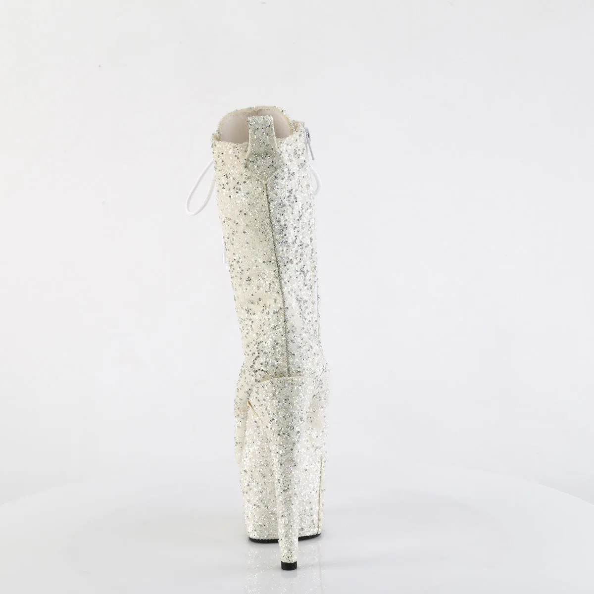 Adore 1040GR White Multi Glitter 7" Heel Platform Mid Calf Ankle Boots Direct