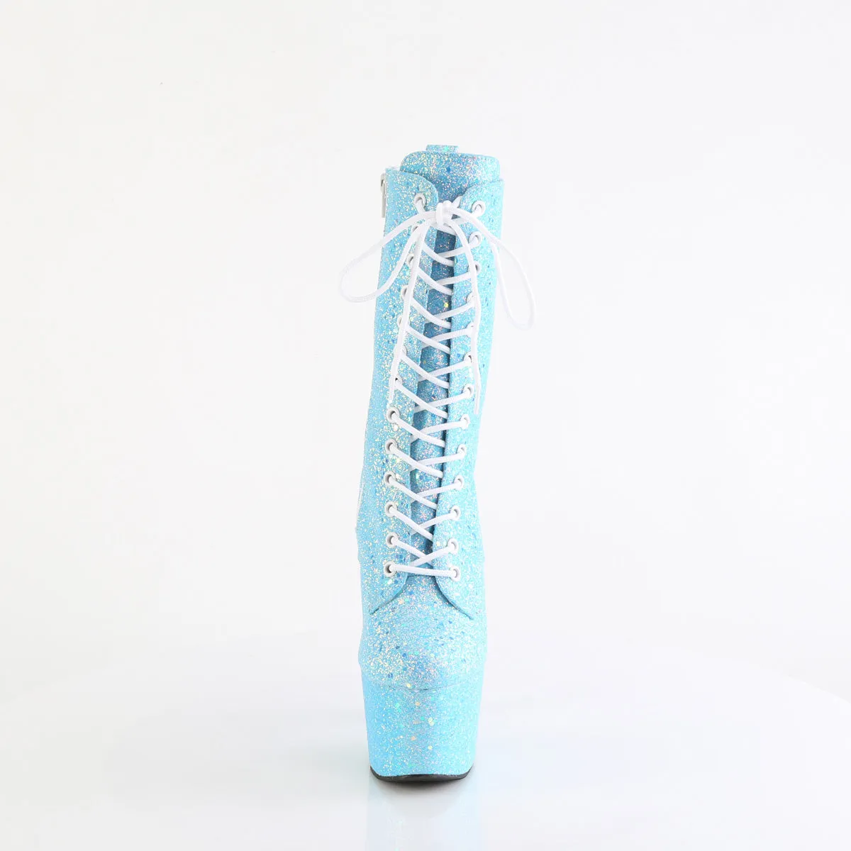Adore 1040IG  Blue Iridescent Glitter 7" Heel Platform Mid Calf Ankle Boots Direct
