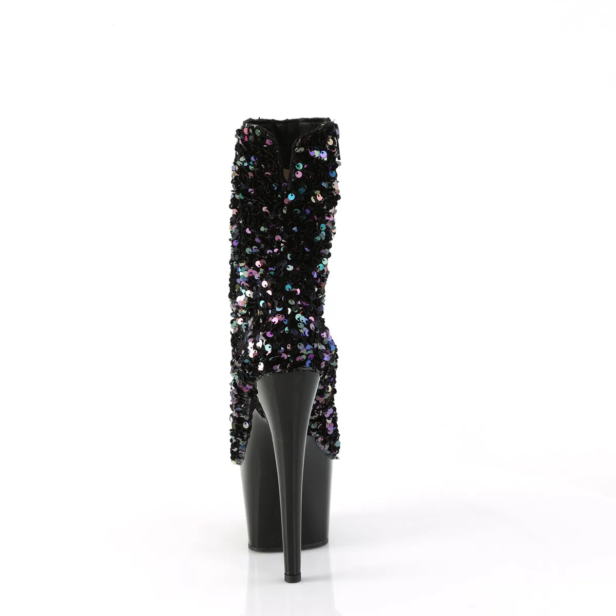 Adore 1042 Black Multi Sequin 7" Heel Platform Mid Calf Ankle Boots Direct