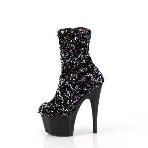 Adore 1042 Black Multi Sequin 7" Heel Platform Mid Calf Ankle Boots Direct