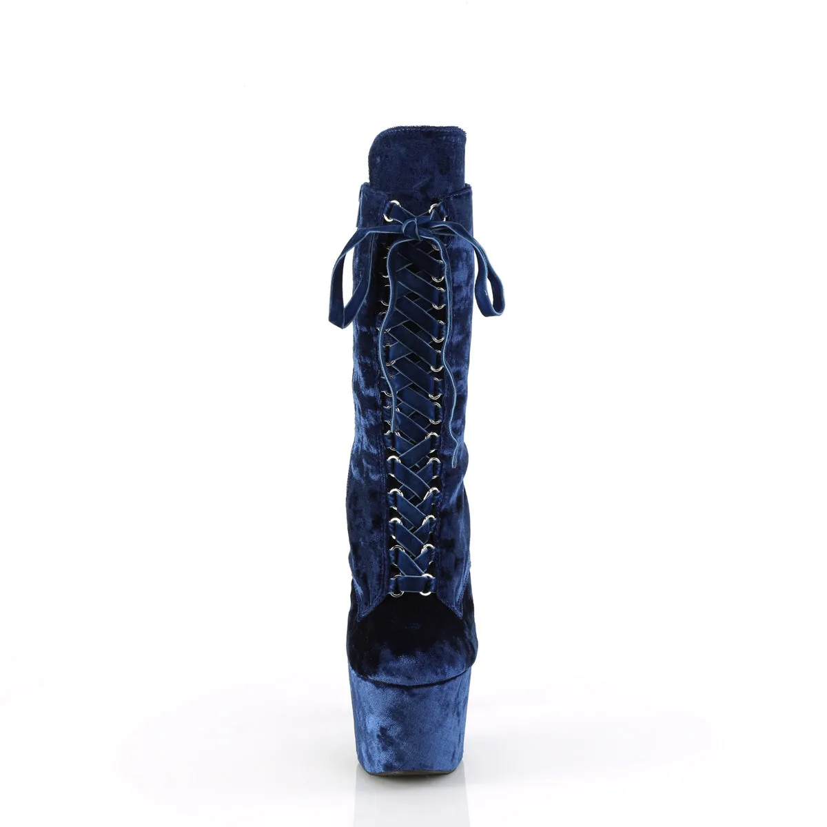 ADORE-1045VEL Pleaser Navy Blue Velvet Pole Dancing Ankle Boots