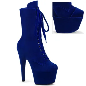 ADORE-1045VEL Pleaser Navy Blue Velvet Pole Dancing Ankle Boots