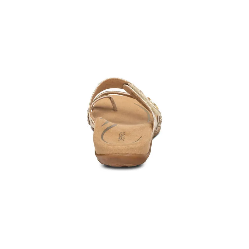 Aetrex Women's Izzy Adjustable Slide Sandal - Gold Sparkle SE232
