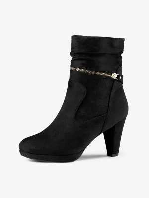 Ankle Zip Platform High Heel Mid Calf Boots