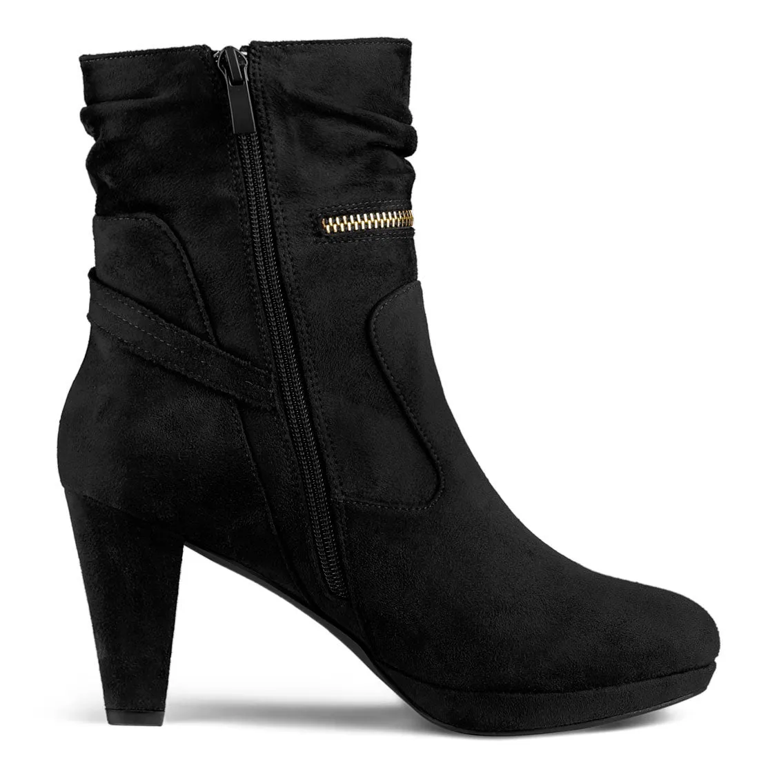 Ankle Zip Platform High Heel Mid Calf Boots