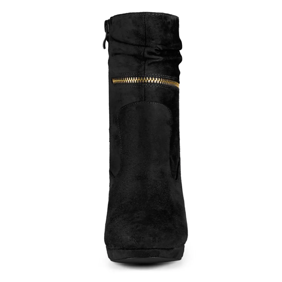 Ankle Zip Platform High Heel Mid Calf Boots