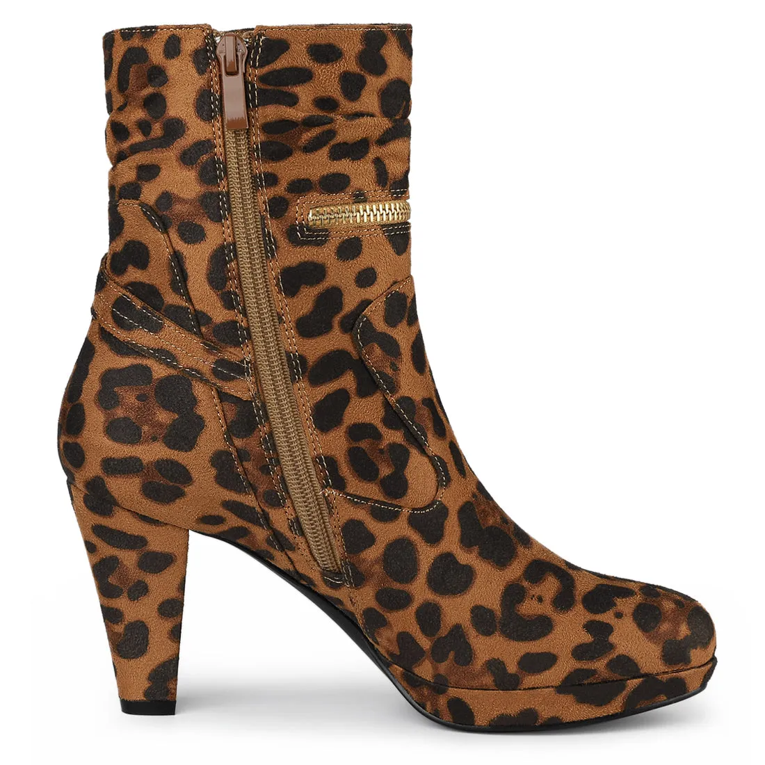 Ankle Zip Platform High Heel Mid Calf Boots