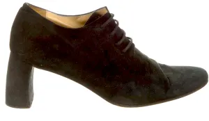 Ann Demeulemeester Belgium. Dark Gray Lace Up Suede Oxford Style Shoes