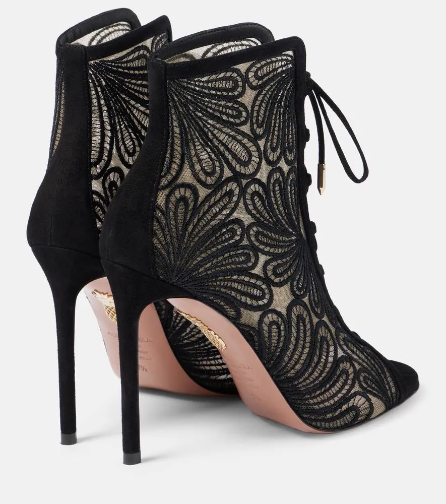Aquazzura 105 suede and lace ankle boots