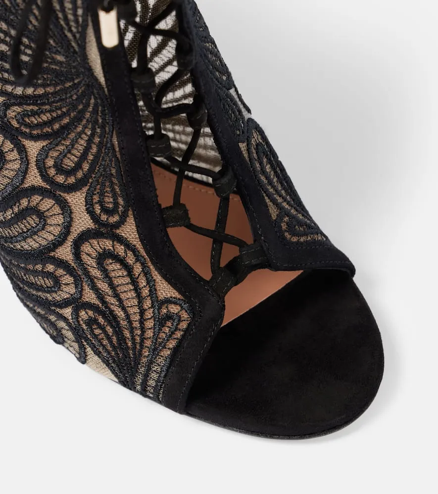 Aquazzura 105 suede and lace ankle boots