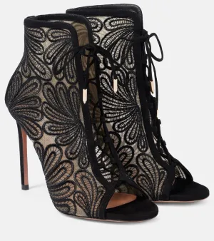Aquazzura 105 suede and lace ankle boots