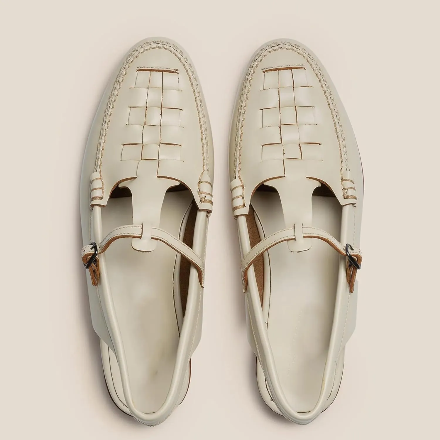 Arqa Women's Comfortable Slingback T-bar Loafers Interwoven Front Detail Flats Soft Handmade Loafers & Slip-ons Fashion Dress Flats for Work Dating Business Casual Shoes