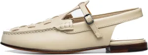 Arqa Women's Comfortable Slingback T-bar Loafers Interwoven Front Detail Flats Soft Handmade Loafers & Slip-ons Fashion Dress Flats for Work Dating Business Casual Shoes