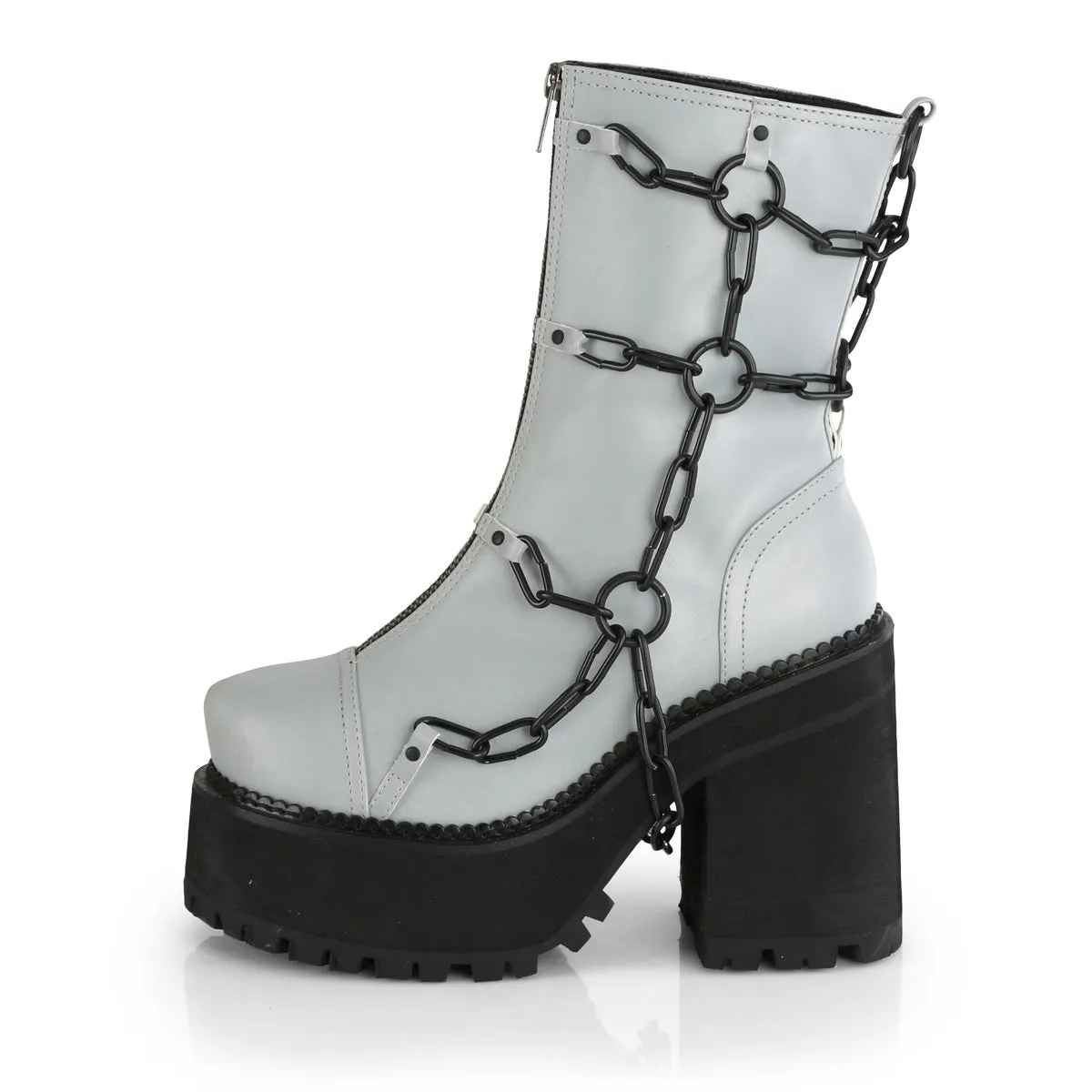 ASSAULT-66 DemoniaCult Grey Sexy Women's Ankle Boots (Alternative Footwear)