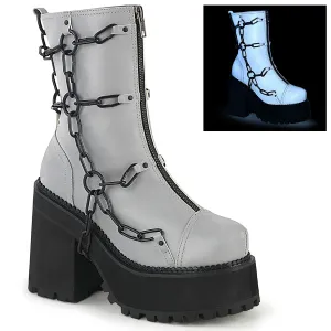ASSAULT-66 DemoniaCult Grey Sexy Women's Ankle Boots (Alternative Footwear)