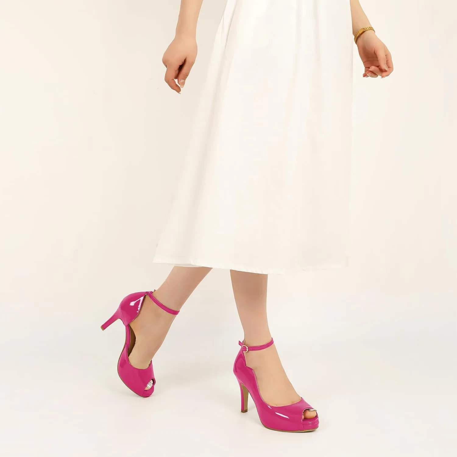AUMOTED High Heels Pumps Platforms Shoes for Party Daily 3.4" Dressy Pumps