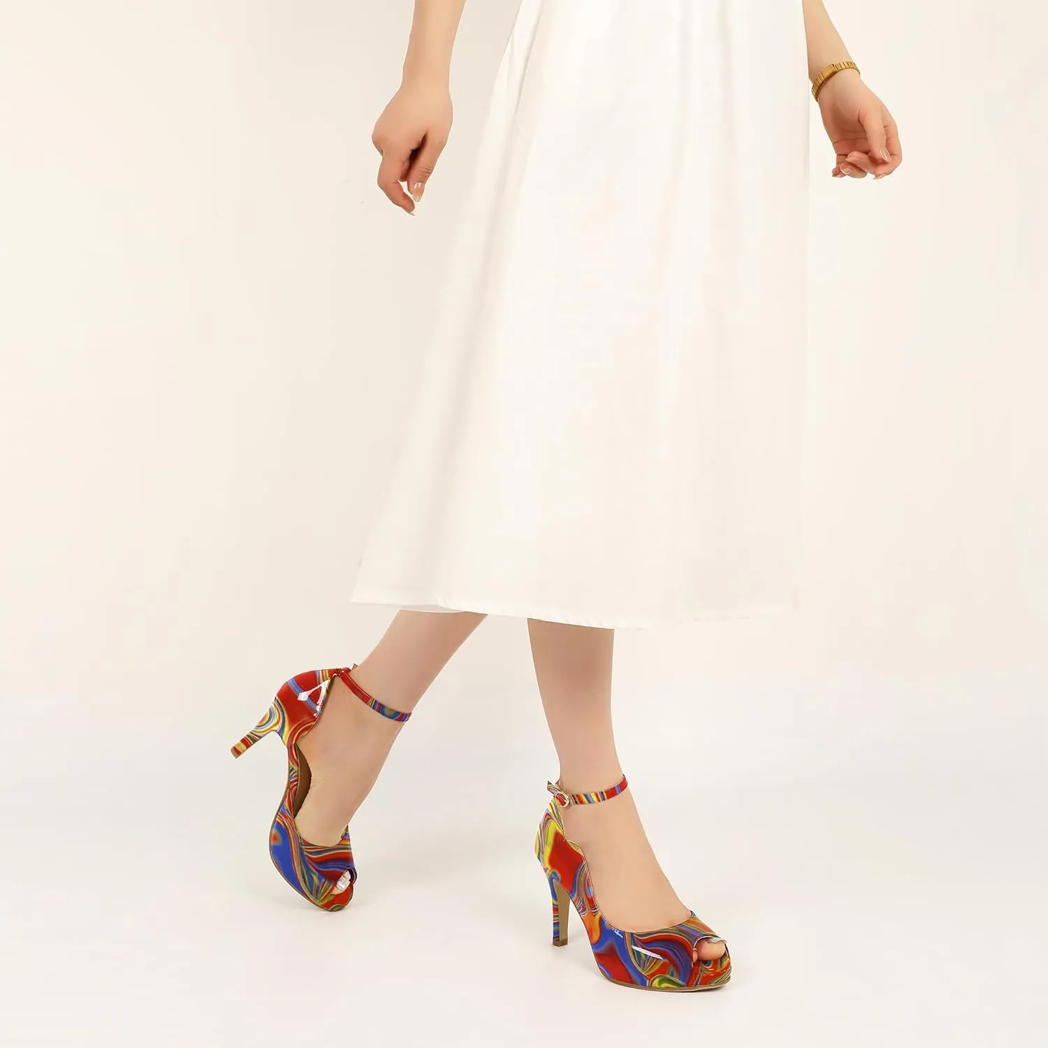 AUMOTED High Heels Pumps Platforms Shoes for Party Daily 3.4" Dressy Pumps