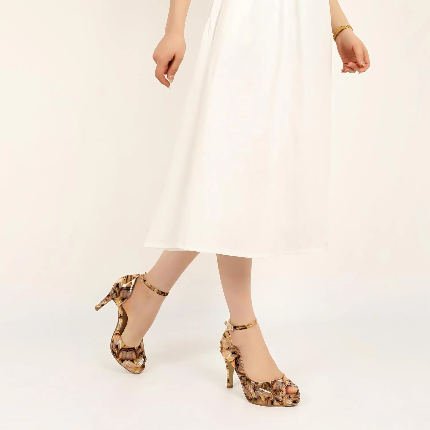 AUMOTED High Heels Pumps Platforms Shoes for Party Daily 3.4" Dressy Pumps
