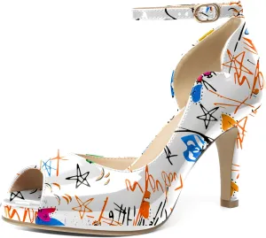 AUMOTED High Heels Pumps Platforms Shoes for Party Daily 3.4" Dressy Pumps