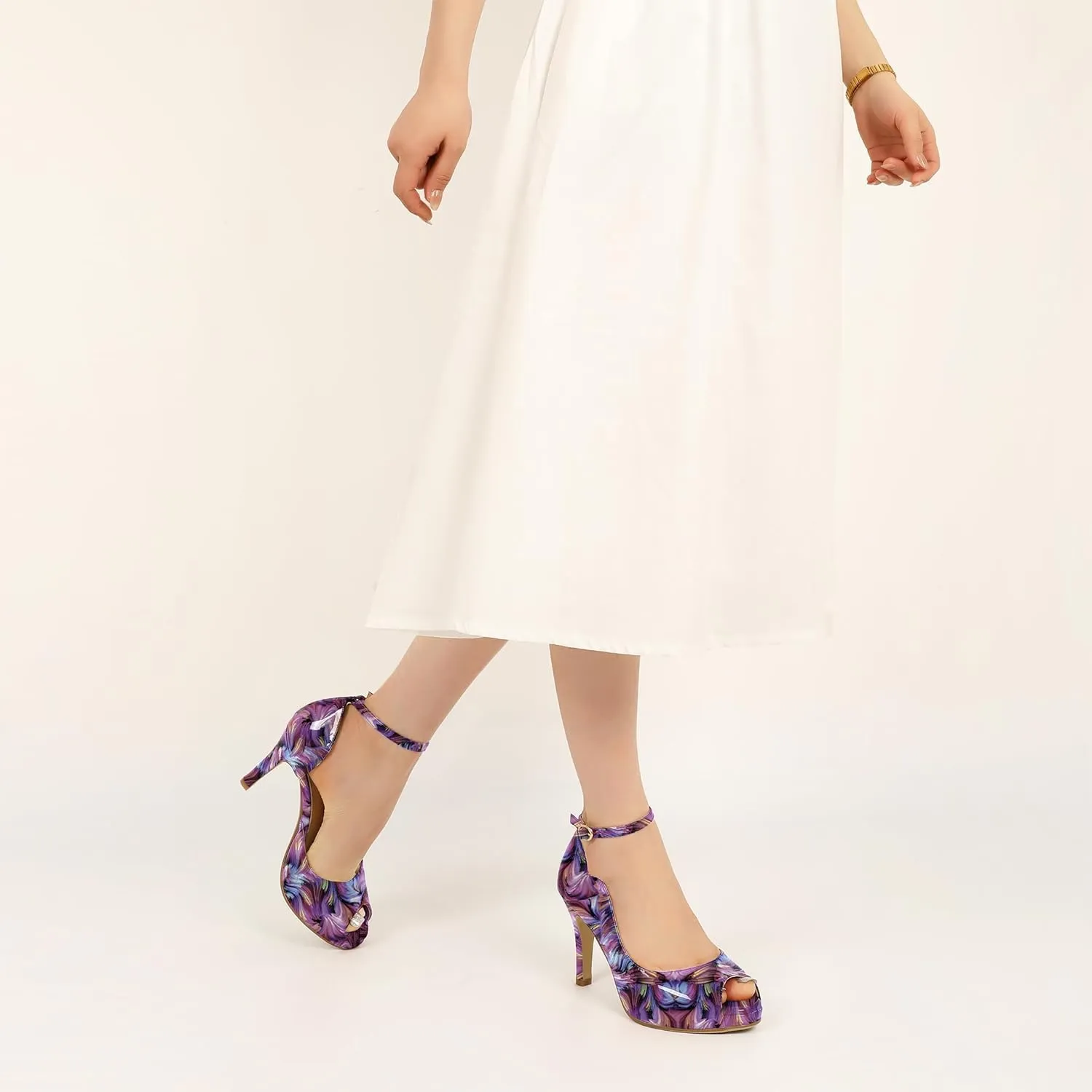 AUMOTED High Heels Pumps Platforms Shoes for Party Daily 3.4" Dressy Pumps
