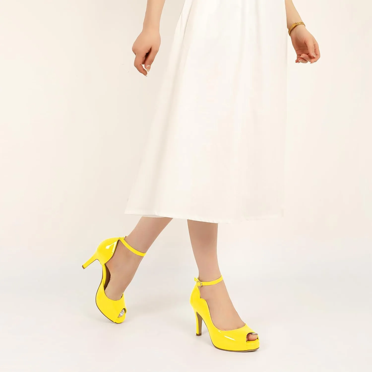 AUMOTED High Heels Pumps Platforms Shoes for Party Daily 3.4" Dressy Pumps