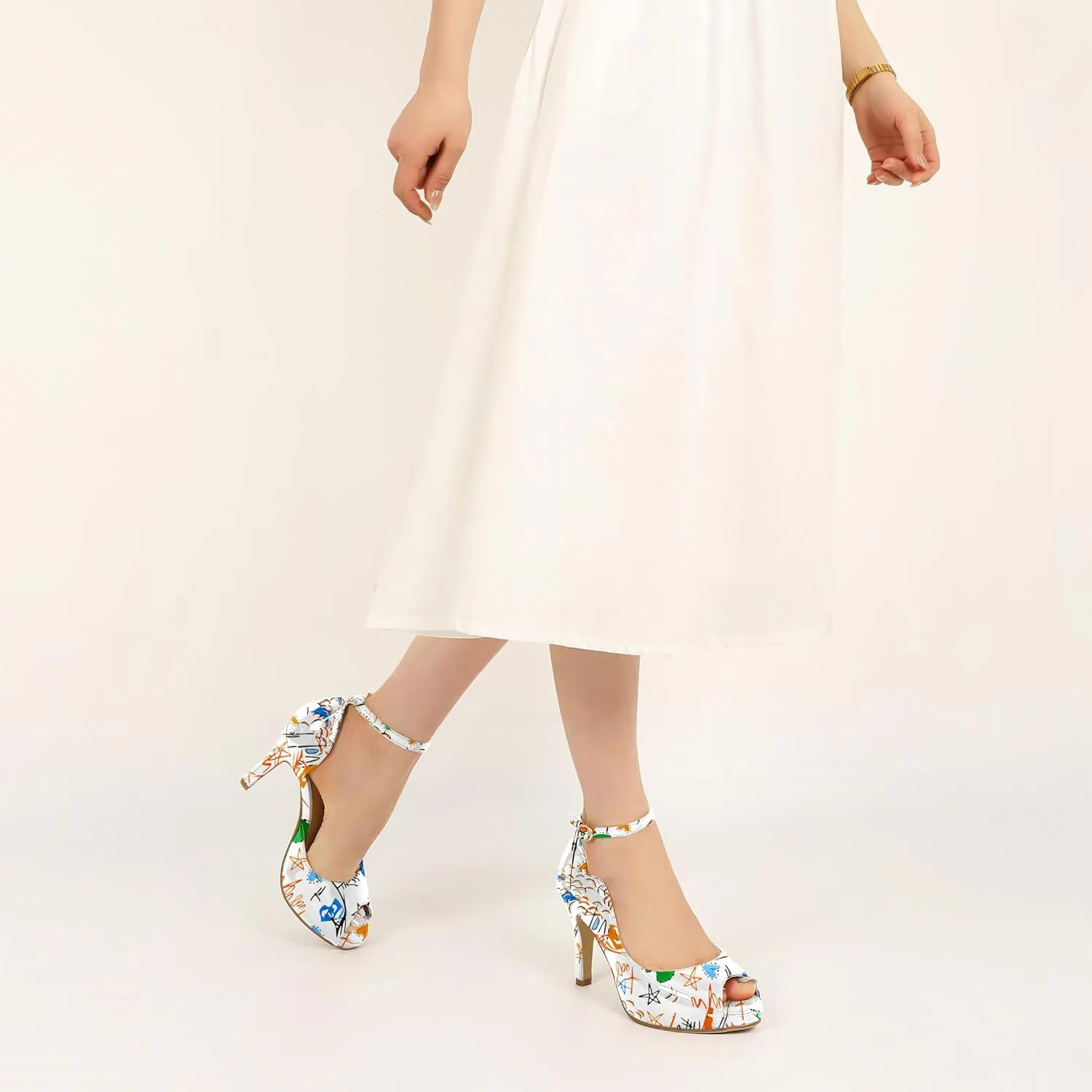AUMOTED High Heels Pumps Platforms Shoes for Party Daily 3.4" Dressy Pumps