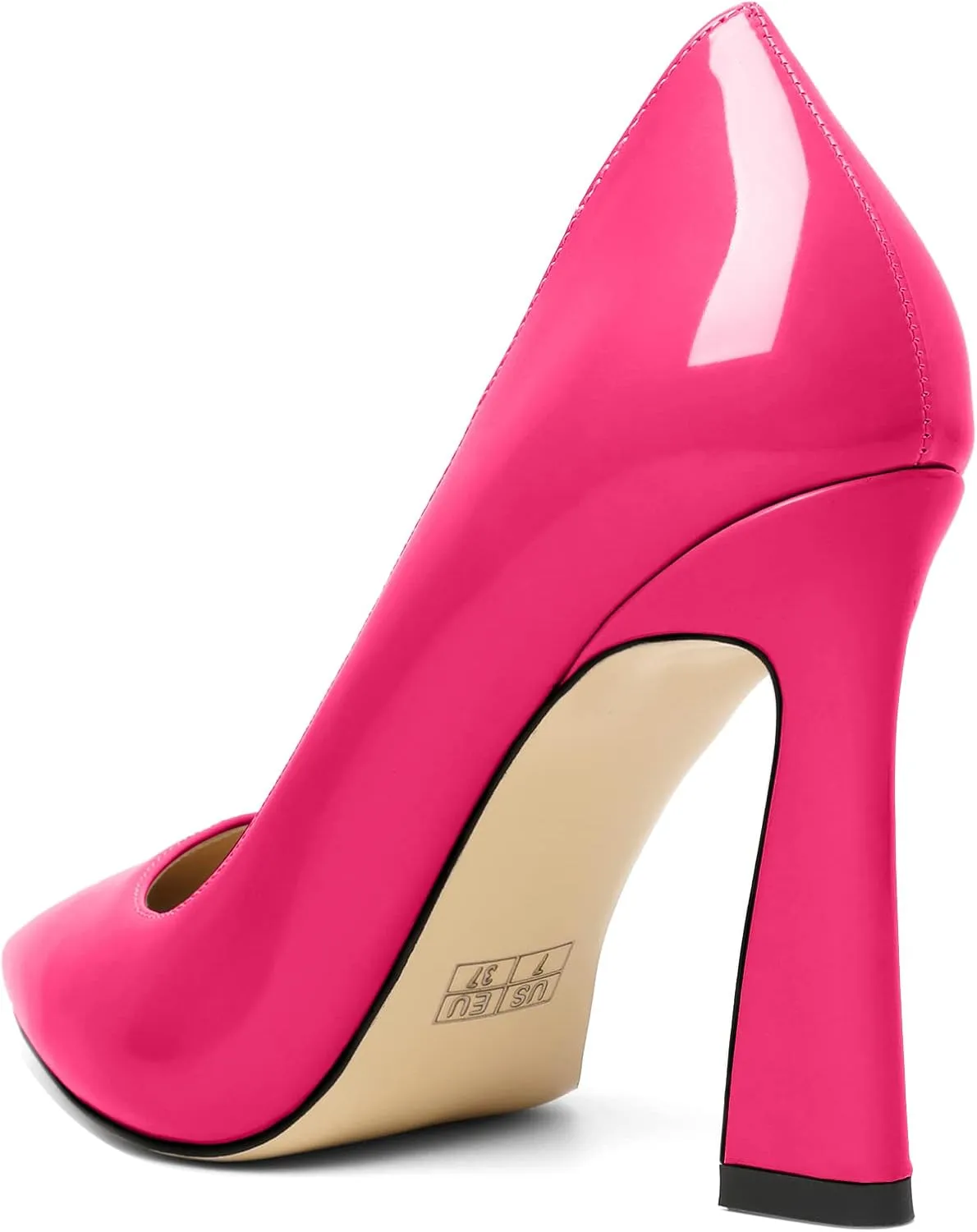 AUMOTED Women's Stilettos High Heels Close Pointed Toe Spool Slip-on Heels Pumps Patent Solid Dating Party Dress Shoes 4 Inch