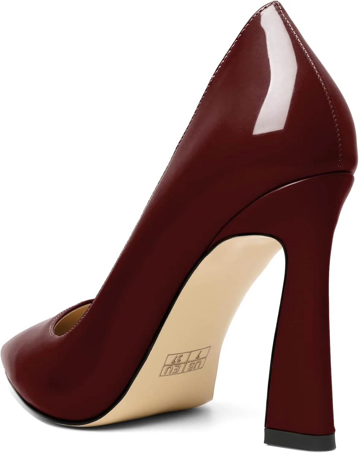 AUMOTED Women's Stilettos High Heels Close Pointed Toe Spool Slip-on Heels Pumps Patent Solid Dating Party Dress Shoes 4 Inch