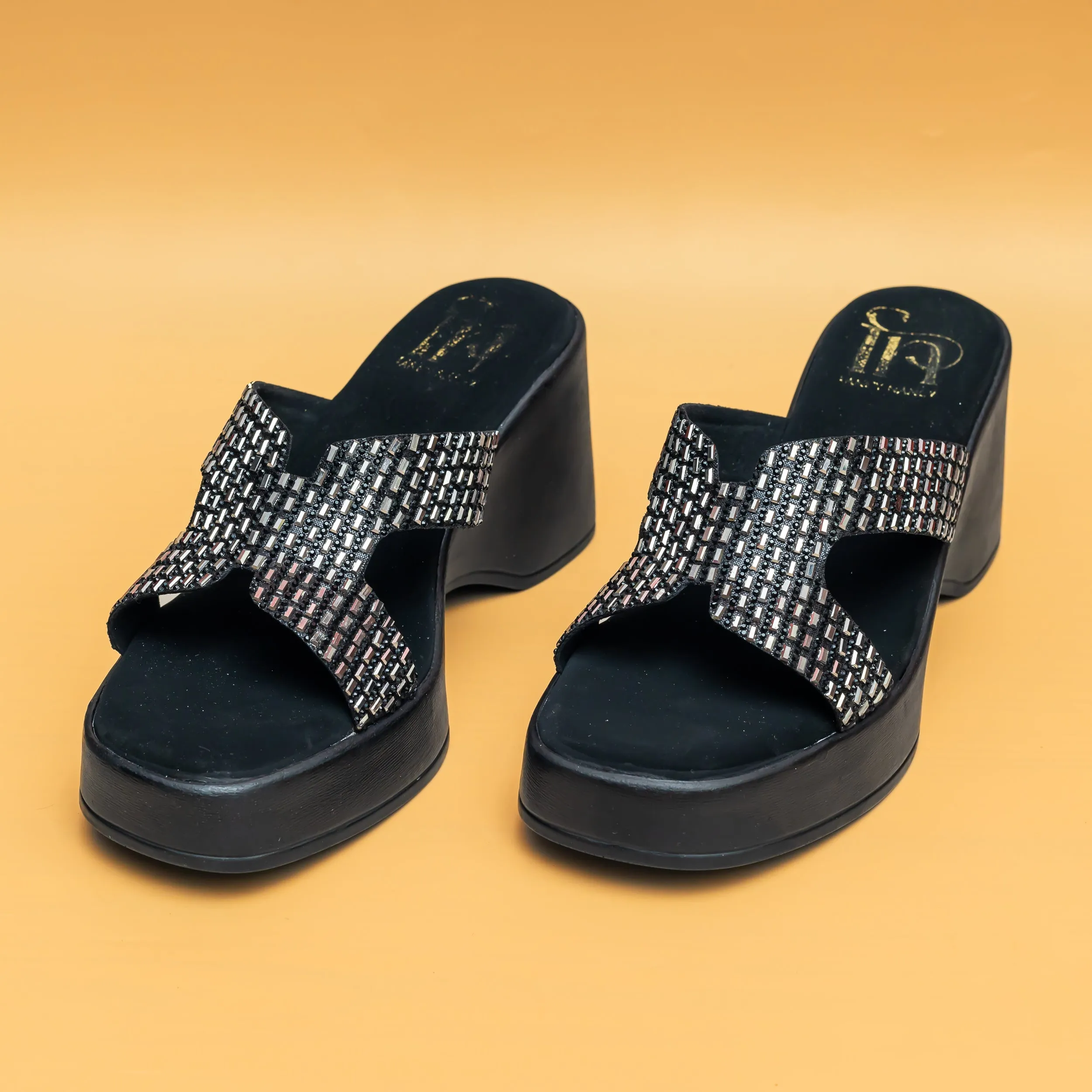 Baguette Embellished Platforms - Black