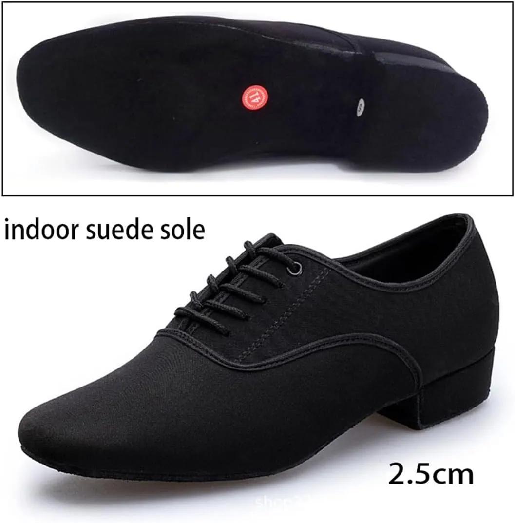 Ballroom Dance Shoes for Men, 2.5Cm Heel Dancing Shoe Latin Performance Practice Dance Shoes Canvas Dance Sneaker