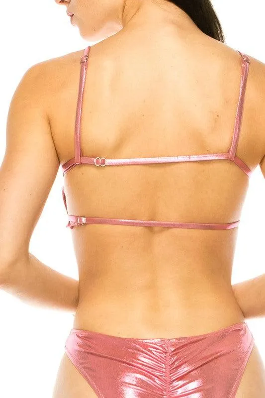 Bandeau Top Two Piece Metallic Bikini