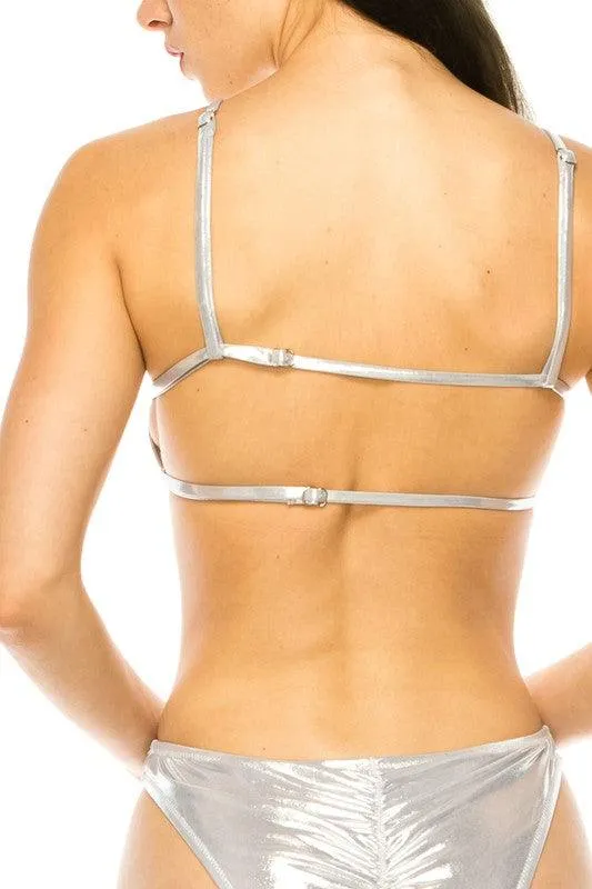 Bandeau Top Two Piece Metallic Bikini