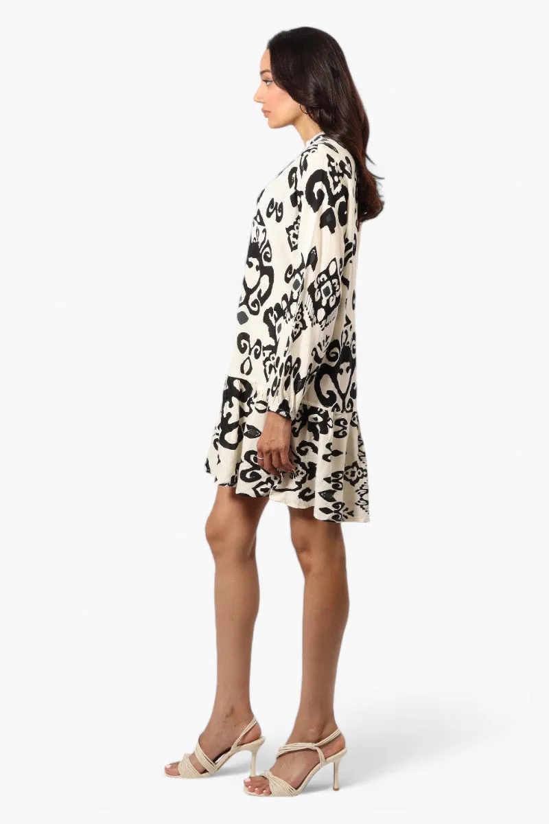 Beechers Brook Patterned Button Up Day Dress - Beige