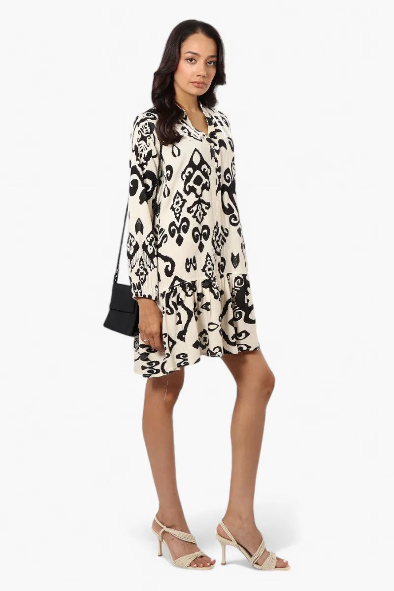 Beechers Brook Patterned Button Up Day Dress - Beige