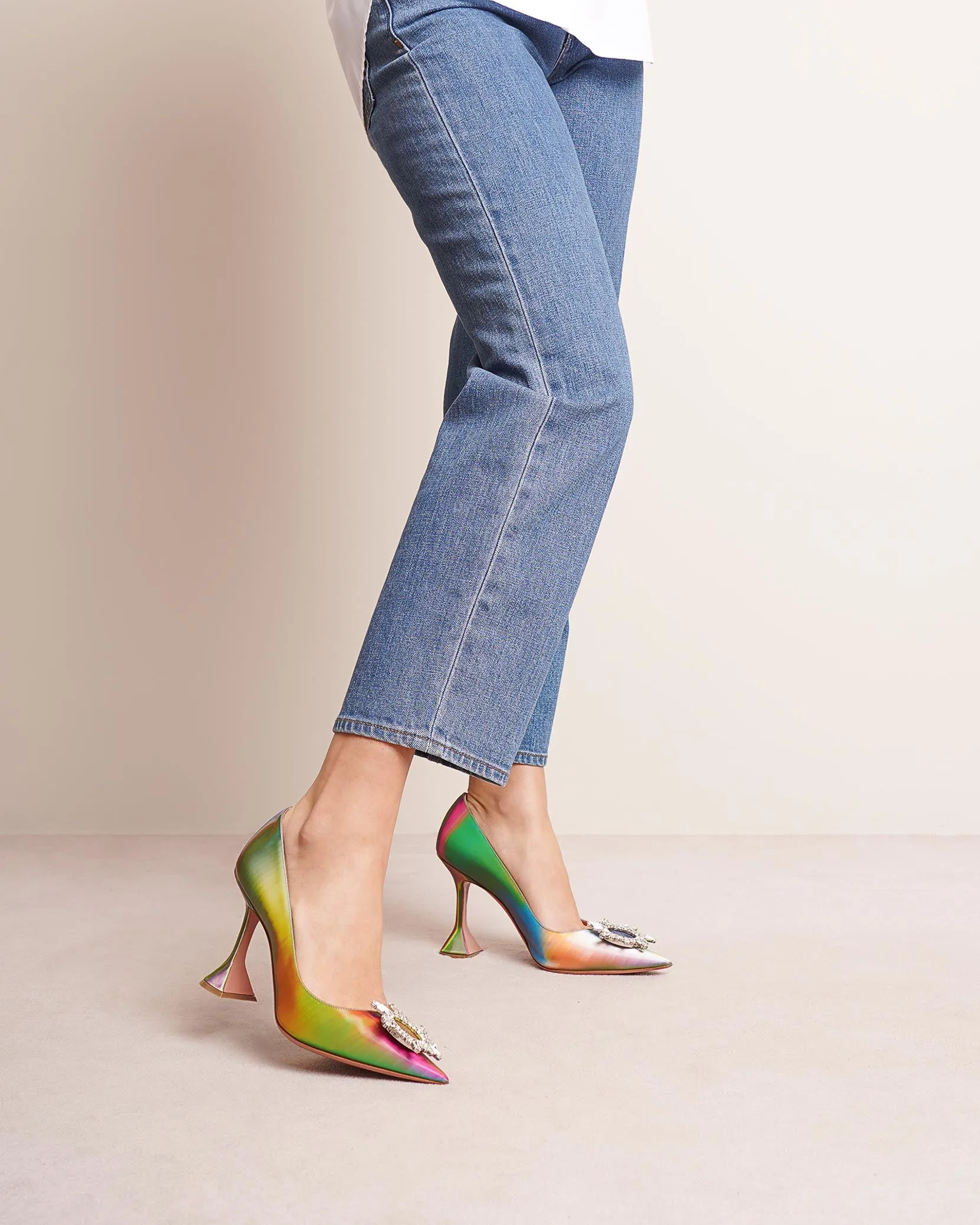 Begum crystal embellished leather pumps