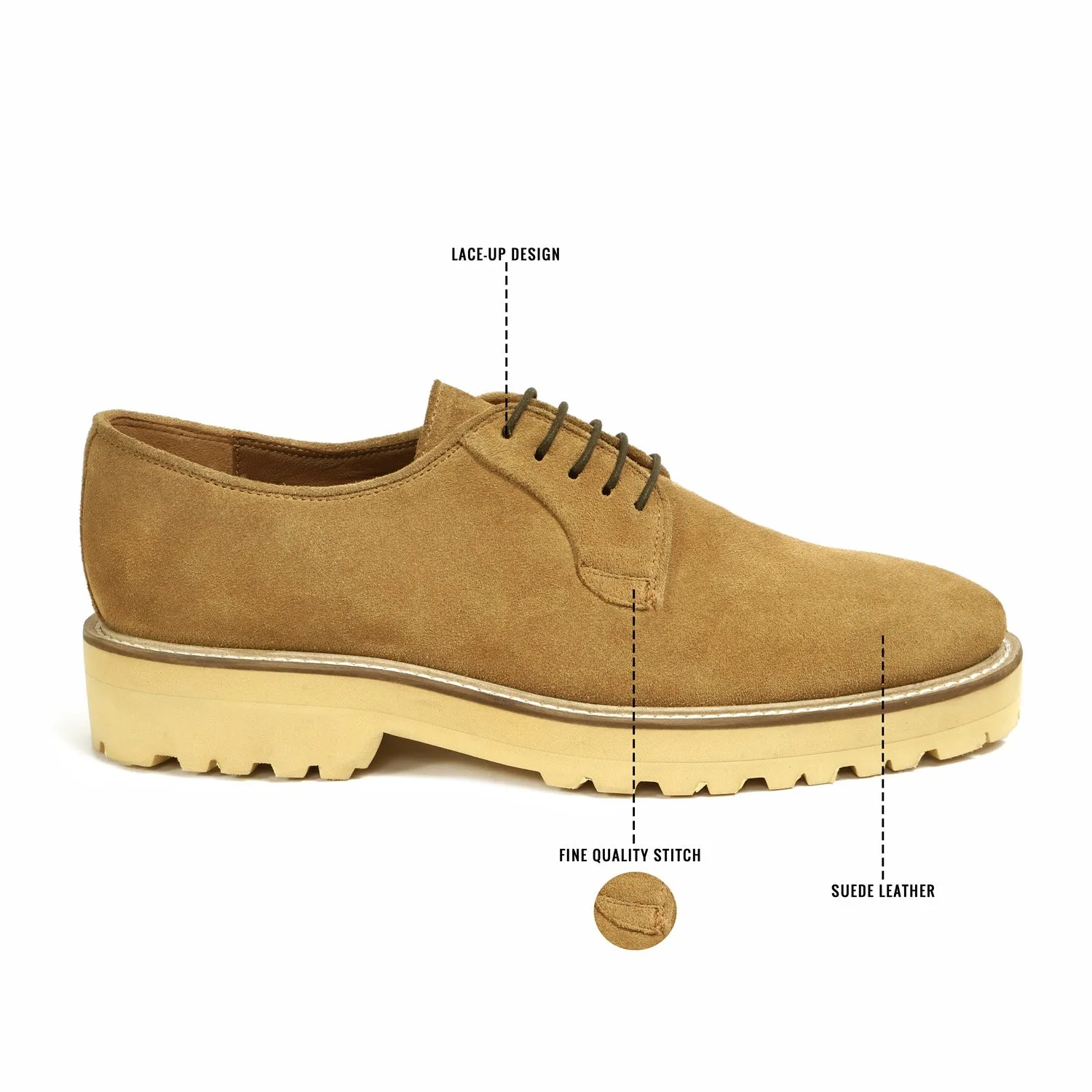 Beige Formal Shoes for Men in Suede Leather