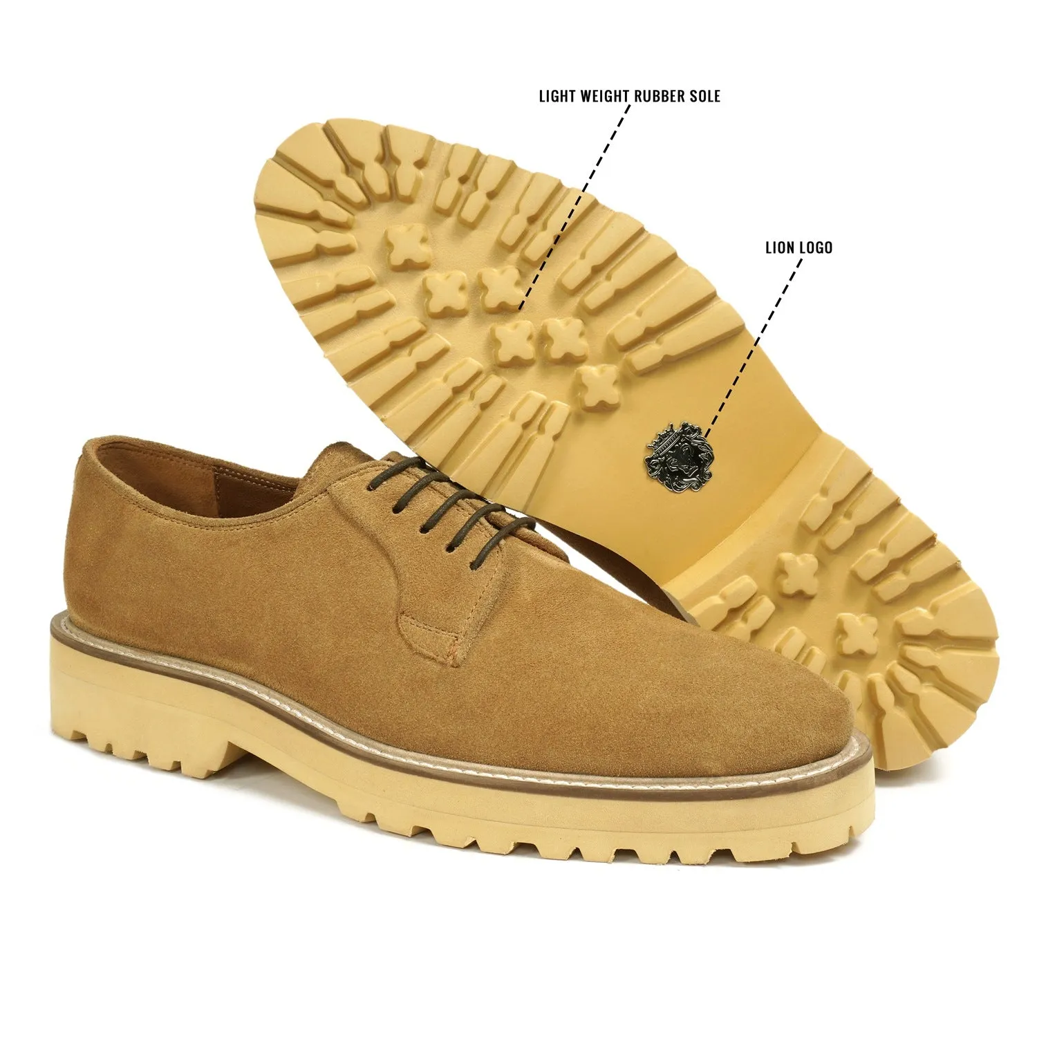 Beige Formal Shoes for Men in Suede Leather